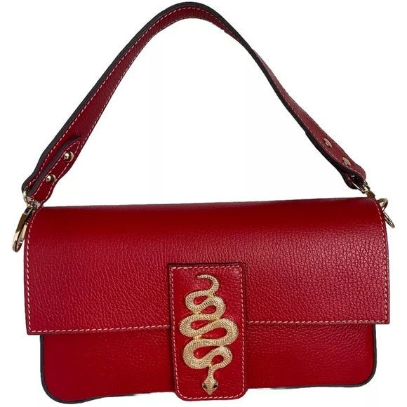 NWT DIVINA FIRENZE 🇮🇹 ITALIAN RED PEBBLED LEATHER CROSSBODY SHOULDER BAG - Picture 8 of 11